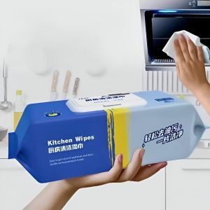  Kitchen Wipes - Strong Cleaning Clothes for Removing Grease and Disinfecting Surface, Ideal for Glass Tables and Hard Stains, 80 Pieces in Pack