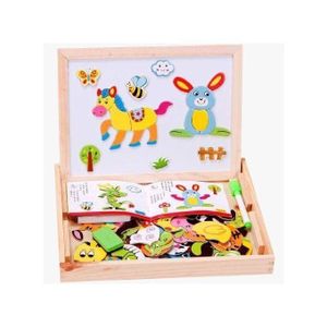 Double Magnetic Wooden Board for Children Animal Puzzle with Pen and Eraser