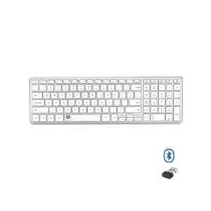 FD K602T Dual Mode Wireless 2.4G, Bluetooth Keyboard, Connect to 3 Devices, Rechargable Battery USB C Cable, Ultra Thin, Multimedia keys