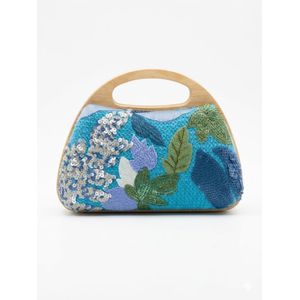 Life Stylish crossbody evening bag Embroidered flor details ZS-11 - Blue