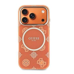 جراب حماية لهاتف iPhone 17 Pro Max، من CG MOBILE Guess جراب مصمم خصيصًا لهاتف iPhone 17 Pro Max متوافق مع Mag-Safe جراب من الجلد الصناعي مع شعار الفاوانيا الكلاسيكي وإطار كاميرا معدني ذهبي - برتقالي