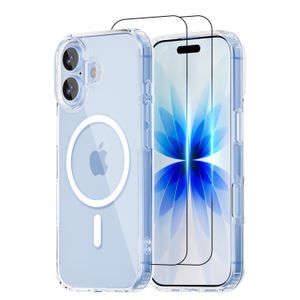 حافظة شفافة لهاتف iPhone 17، متوافقة مع MagSafe، غطاء مغناطيسي نحيف + واقيتان للشاشة، مقاومة للصدمات بمعايير عسكرية، ومقاومة للاصفرار (للطراز مقاس 6.3 بوصة)