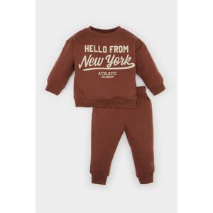Defacto Baby Boy 2-Piece Set Printed Sweatshirt Elastic Waist Sweatpants