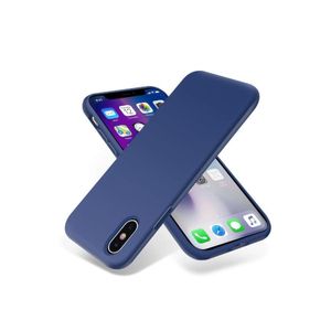 متوافق مع جراب iPhone X/Xs، جراب نحيف من السيليكون السائل مقاس 5.8 بوصة، 4 طبقات من المطاط الهلامي الناعم، جراب حماية للهاتف مقاوم للصدمات مع بطانة من الألياف الدقيقة المضادة للخدش (أزرق)