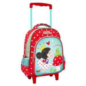 Must KINDERGARTEN TROLLEY BACKPACK PRINCESS WITH FROG 3D SOFT 2 CASES