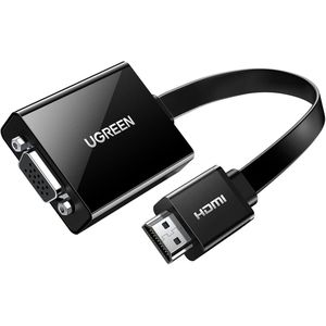 Ugreen محول HDMI نشط إلى VGA محول HDMI ذكر إلى VGA أنثى مع مقبس صوت 3.5 مم - محول فيديو وصوت 1080p @60Hz يعمل بتقنية التوصيل والتشغيل (40248)