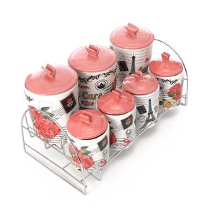 طقم توابل بورسلين فراشة عدد 14 قطع + استاند خامة عالي الجودة