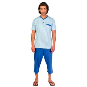 Jet طقم بيجامة صيفي للرجال مخطط على الجزء العلوي -بنتاكور سادة