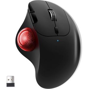 Ewin Trackball Mouse, Bluetooth & 2.4 GHz Compatible, 3 Devices Simultaneously Connected, Trackball Mouse, New Model, Wireless Mouse, Thumb, Silent Type, High Precision, Ergonomics, Instant Connection 