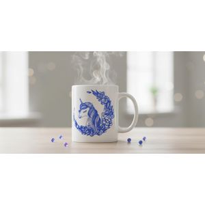 PixiHub Blue Unicorn Ceramic white Mug