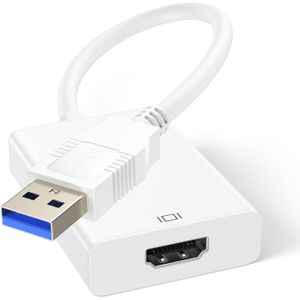 محول USB 3.0 إلى HDMI، HD 1080 بكسل فيديو رسومات صوتية متعددة الشاشات USB 3.0/2.0 إلى HDMI المتطابقة/كابل محول توسيع للكمبيوتر/تلفزيون HD/جهاز العرض، متوافق مع ويندوز XP/7/8/8.1/10/11/أندرويد