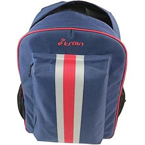 حقيبة ظهر للابتوب - تصميم بخطوط - 15.6" (أزرق + أحمر)