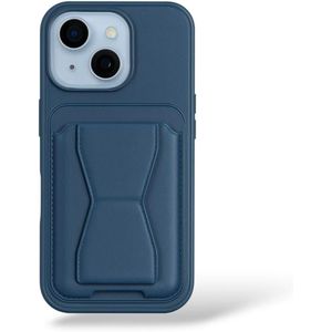 Leather Wallet Case with Card Holder Stand With TPU Frame For Apple iPhone 14 - Blue