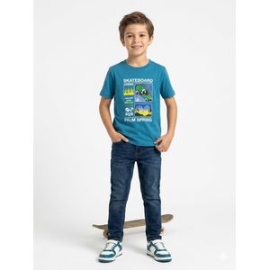 تي شيرت اطفال مطبوع لون تركواز skateboard