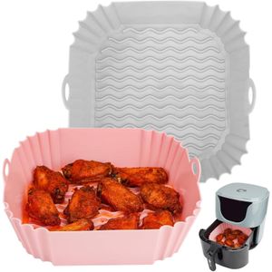 Air Fryer Silicone Pot: 2 Pack Food Safe Air fryers Oven Accessories, Replacement of Flammable Parchment Liner Paper, No More Harsh Cleaning Basket After Using Airfryer for 4Qt and Bigger 8 inch
