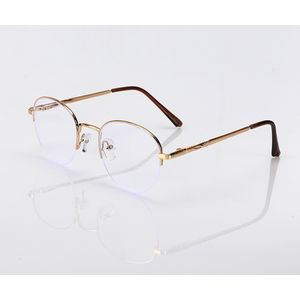 نظارة نظر هاف فريم معدنية للجنسين - عدسات دائرية انيقة - ذهبي