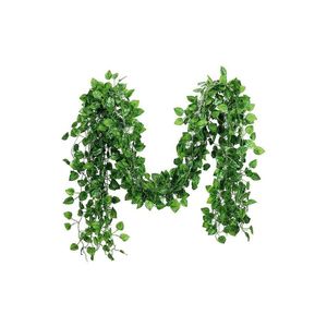 12-Strand Green Artificial Creeper Plant - 220 cm Long Decorative Vine