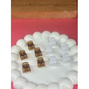 مجموعة من 10 قطع مشابك شعر صغيرة للأطفال (5 بُني + 5 أبيض) للنساء والفتيات