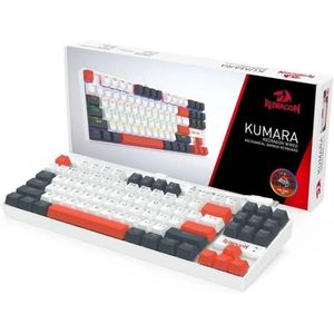 Redragon لوحة مفاتيح ألعاب ميكانيكية K552 WGL-R - تصميم فني ملون، مفتاح أحمر، إضاءة قوس قزح، 87 مفتاح، عربي-إنجليزي، خاصية الاستجابة لضربات مفاتيح متعددة، هيكل أبيض متين من ريدراجو