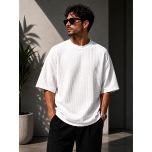 V A L Y A تيشيرت وافل أوفر سايز فاخر