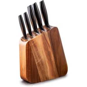 طقم سكاكين مطبخ مغناطيسي من برايت ستون مع قاعدة خشبية – تصميم أنيق وعملي