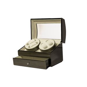 WATCH WINDER FOR AUTOMATIC WATCHES-DARK BROWN- 4 AUTOMATIC WATCH SLOTS