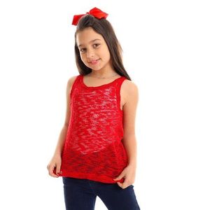 Kady تي شيرت كادي للفتيات بتصميم ذاتي بدون أكمام - أحمر