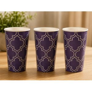 Melamine Cup Set for Hot and Cold Drinks - Purple and White- Set of 3 Pieces