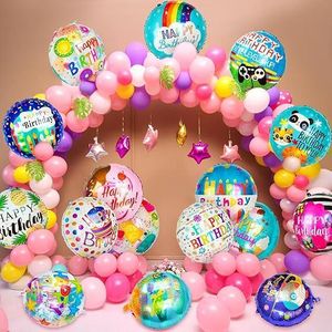 Secret 120Pcs Happy Birthday Mylar Balloons, 18IN Round Birthday Foil Helium Balloons Bulk for Party Decoration Supplies