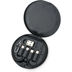 صندوق منظم كابلات للشحن السريع-حافظة تخزين كابلات بيانات متعددة الوظائف مع محولات USB ونوع C ولايتنينج، مجموعة شحن سفر 60 وات للموبايل واللاب توب والتابلت والباور بانك والكمبيوتر
