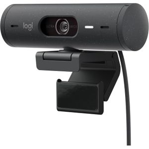 Logitech Brio 500 Full HD Webcam: Light Correction, Self-Framing, Screen, Noise Reduction Mics, Privacy Webcam, for Microsoft Teams, Google Meet, Zoom - Graphite