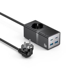 Yesido MC36 AC&2*TC&2*USB 5 In 1 European Standard Fireproof PC 65W+2500W GaN Fast Charging Power Socket
