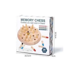 Wooden Memory Chess Board Game for Kids - 3-in-1 Color Cognitive Puzzle Toy, Educational Montessori Intelligence STEM Match Game for Toddlers 36+ Months, Logical Thinking & Fine Motor Skills Training Gift (16.5cm Size)