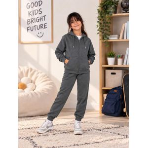 Tala سويت شيرت بناتي شتوي ميلتون مبطن بسوستة كاملة وكابيشو وجيوب أمامية