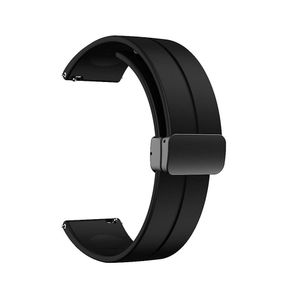 سوار سيليكون 22 مم مع مشبك مغناطيسي قابل للطي لساعة هواوي الذكية GT مقاس 46 مم - أسود