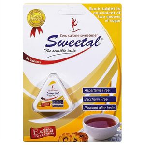 Sweetal مُحلي دايت خالي من السكر والسعرات الحرارية، بدون طعم لاحق = ملعقتان كبيرتان، 100 قرص