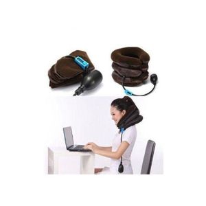 Air Neck Pillow - Inflatable Neck Support for Cervical and Shoulder Pain Relief - 3-Layer Spine Support Pillow with Hand Pump
