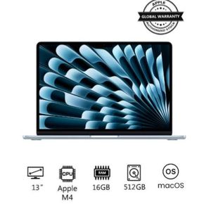Apple New 2025 MacBook Air MC6U4 13-Inch Display,  M4 Chip 10-Core CPU 10-Core GPU Processor/16GB RAM/512GB SSD/macOS English/Arabic Sky Blue
