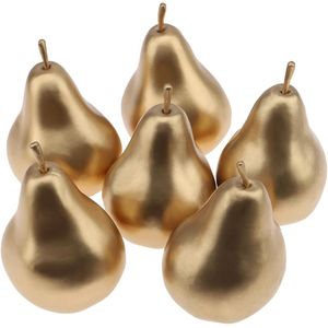 6 PCS Faux Gold Pear Fruit - Artificial Fake Fruit Decorative Set, Lifelike Plastic Pears for Table Centerpiece, Home Kitchen Decor, Christmas Birthday Party Display
