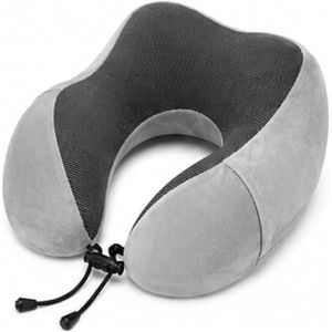 Memory Foam Travel Neck Pillow 100% Memory Foam Velvet Fabric Airplane Neck Support Pillow For Car Train Bus Office Camping Soft Portable Ergonomic Travel Essential For Men Women Grey