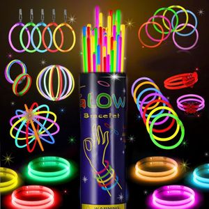 200 Pcs Glowsticks Bulk Party Favours 8" Glow In The Dark Supplies, Light Sticks For Neon Necklaces And Bracelets for Adults And Kids (100 Glow Sticks with 100 Connectors)