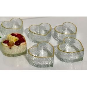 Sweet Treat Bowls - Stylish Heart-Shaped 6-Bowl Set Crafted for Rice Pudding, Ice Cream, and Desserts, Perfect for Sharing Warm Memories and Enhancing Kitchen Charm