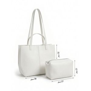 vbranda طقم حقيبة يد نسائية (Tote Bag) بتصميم عصري بسيط، يجمع بين العملية والأناقة.لBA-65-ابيض