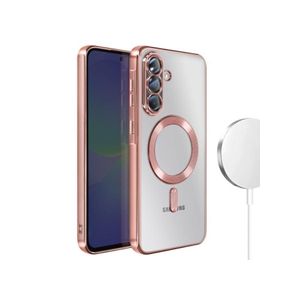 جراب متوافق مع هاتف سامسونج جالاكسي A37 5G، مصنوع من السيليكون الناعم، غطاء داعم، حامل مغناطيسي للسيارة، جراب نحيف (وردي)