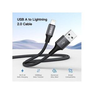 LENOK كابل لينوك USB-A إلى Lightning، سلك نايلون مضفر من USB إلى Lightning لأجهزة iPhone 14/13/12/11 Pro Max Mini X XS XR 8 Plus 10 SE و iPad