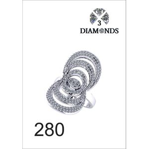 3Diamonds خاتم 3 دايموندز مطلي بالبلاتين للنساء مع حجر الزركون - فضي