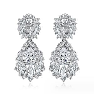 3Diamonds Showday Chunky Gold Hoop Earrings for Women,Cubic Zirconia Teardrop Bridal Earrings for Wedding Prom Anniversary Hypoallergenic Gold Plated Earrings Fashion Jewelry for Women Girls (Silver-B)