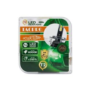 Tacpro  T2 LED Headlight Bulbs - H4, 6000K White Light, +200% Extra Brightness