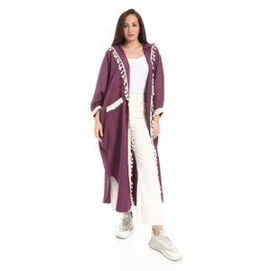 Menta By Coctail كارديجان طويل بقلنسوة-1433-موف