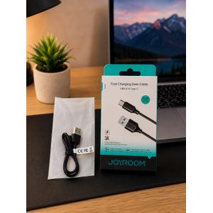 JOYROOM كابل شحن فائق السرعة Type-C USB 3A بطول 25 سم – كابل بيانات وشحن عالي التحمل للأندرويد